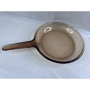 Vision Corning Ware Amber Glass Fry Skillet Pan 10 Inch Waffle Bottom No Lid